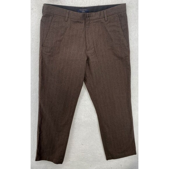Banana Republic Pants Mens 36x32 Brown Hound's-tooth t Dawson Cotton Stripes - Picture 1 of 12